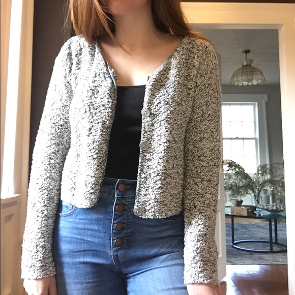 VINTAGE CROPPED SWEATER GREY - Picture 1 of 4